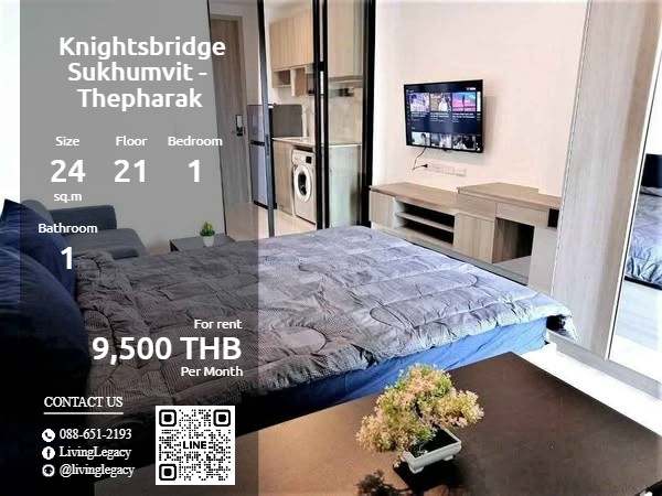 For RentCondoSamut Prakan,Samrong : SO2X70 Condo for rent Knightsbridge Sukhumvit - Thepharak 24 sq m. 21st floor line id : @livinglegacy