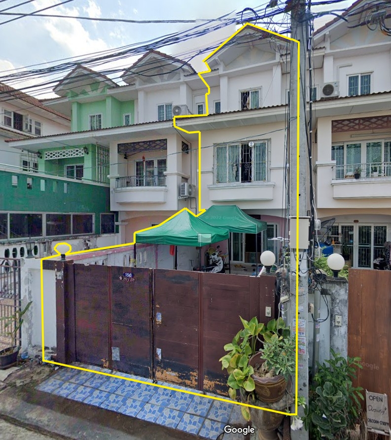 For SaleTownhouseRattanathibet, Sanambinna : 3-storey townhouse, Promsuk Village, price lower than market price, size 21.4 sq m.