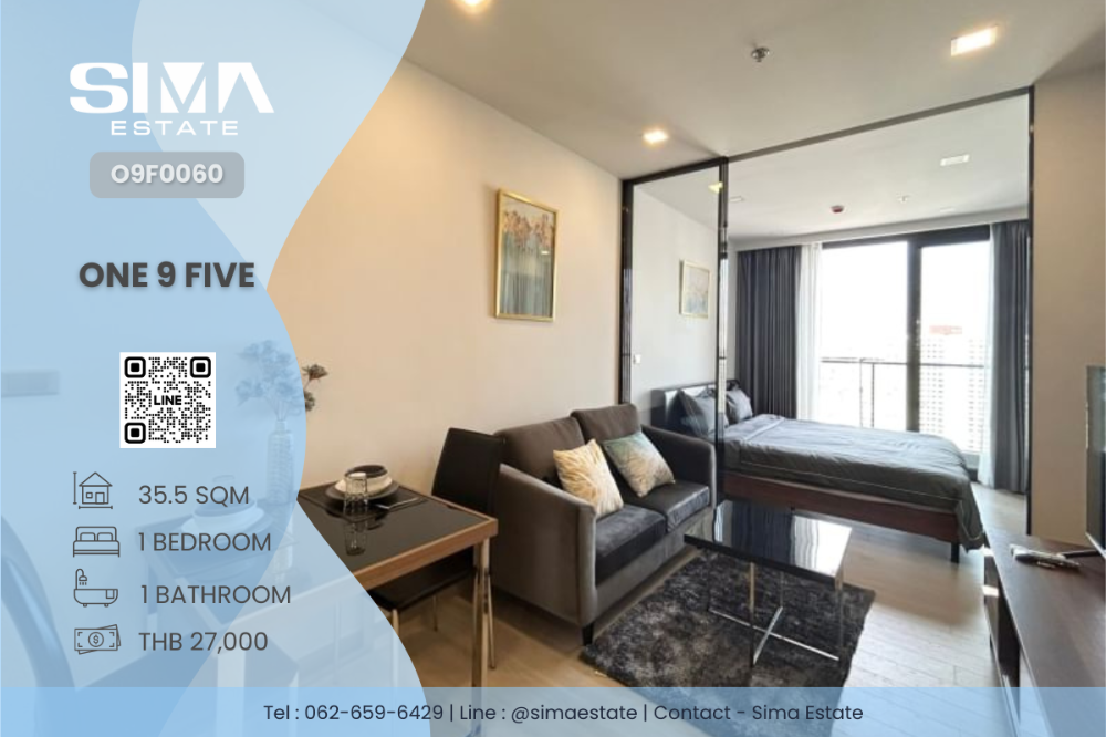 For RentCondoRama9, Petchburi, RCA : For rent ☁️One 9 Five☁️Beautiful room, high floor, well decorated, ready to move in☀️