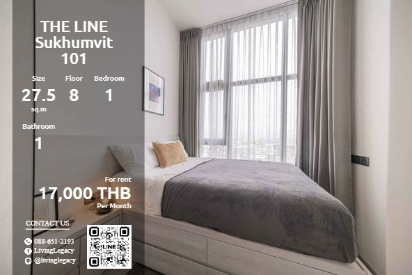 For RentCondoOnnut, Udomsuk : SO5OSB Condo for rent THE LINE Sukhumvit 101 27.5 sq m. 8th floor line id : @livinglegacy