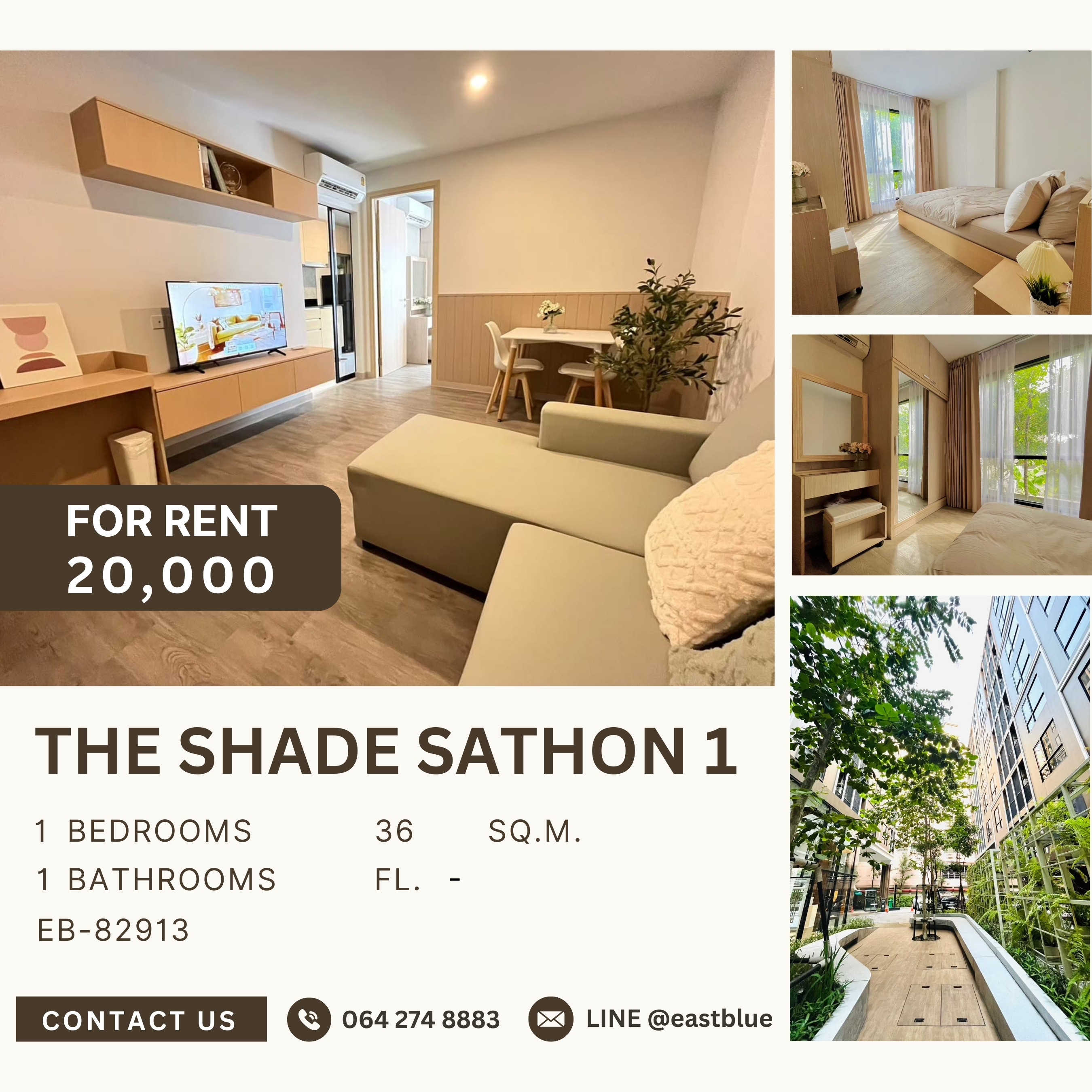 ให้เช่าคอนโดสาทร นราธิวาส : The SHADE Sathon 1, 1 bed, 20000 per month