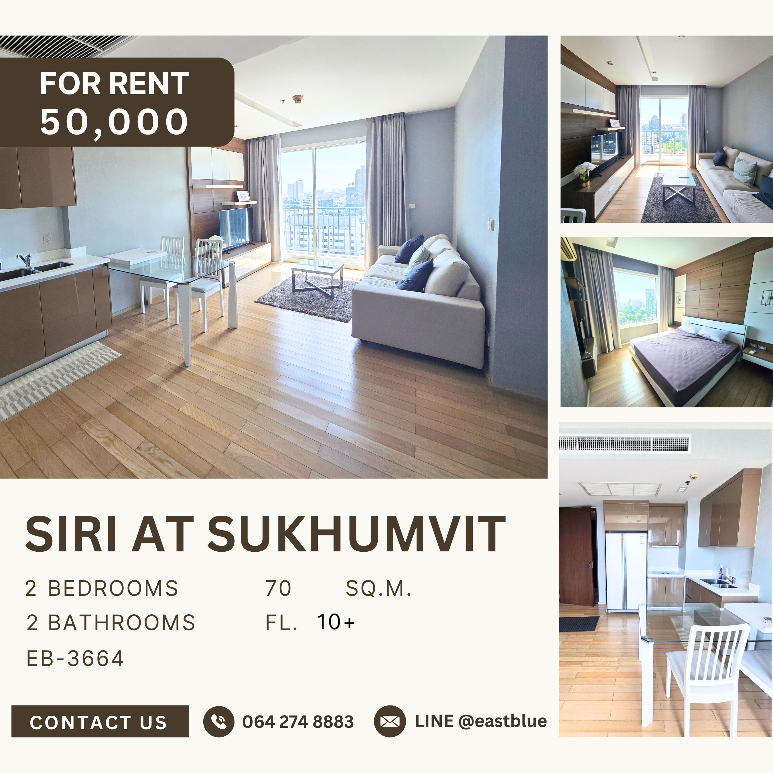 For RentCondoSukhumvit, Asoke, Thonglor : Siri At Sukhumvit, 2 bed, 50000 per month