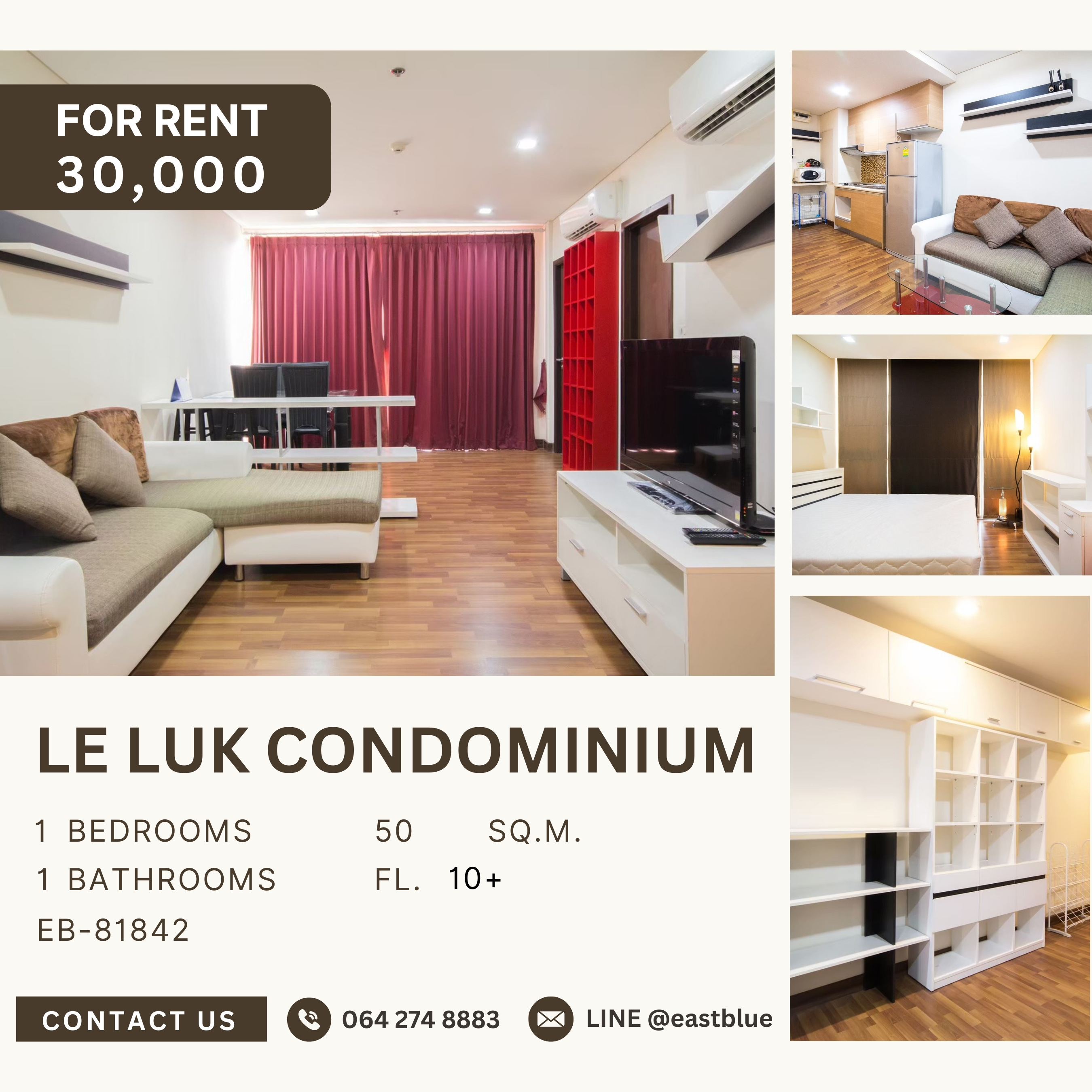 For RentCondoOnnut, Udomsuk : Le Luk Condominium, 1 bed, 30000 per month