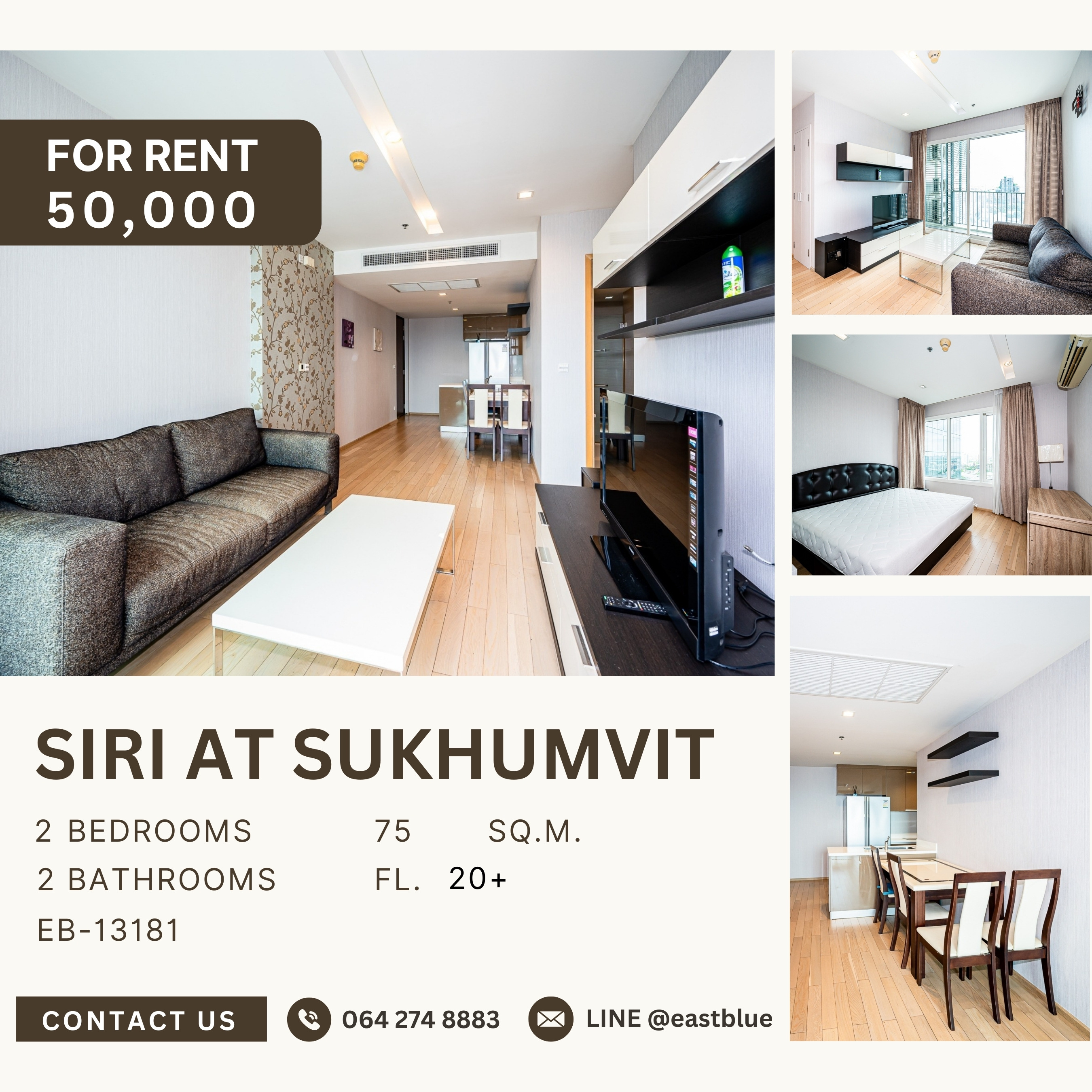 For RentCondoSukhumvit, Asoke, Thonglor : Siri At Sukhumvit, 2 bed, 50000 per month