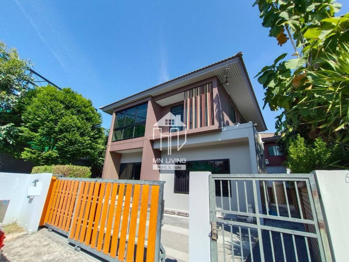 For RentHousePathum Thani,Rangsit, Thammasat : Detached House for rent Burasiri Rangsit village, ready to move in, corner house