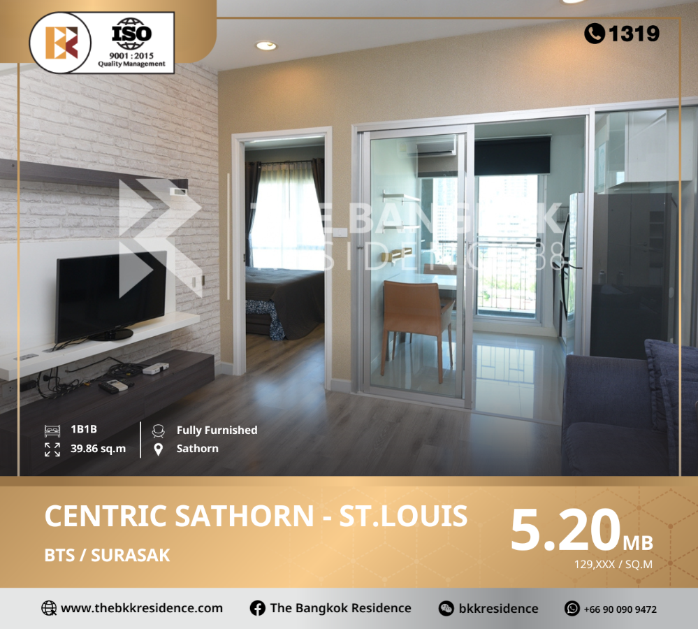 For SaleCondoSathorn, Narathiwat : City center condo: centric sathorn-st.louis, near bts surasak