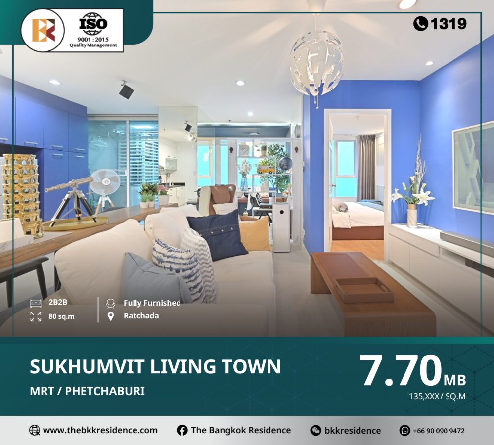 For SaleCondoSukhumvit, Asoke, Thonglor : Conveniently located, sukhumvit living town, near mrt phetchaburi