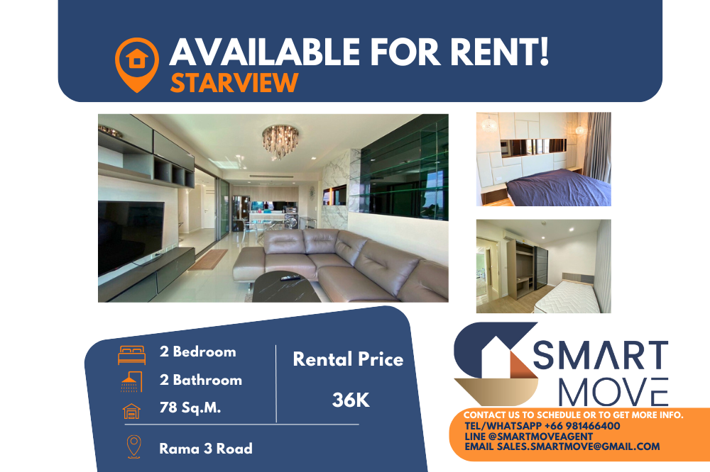 For RentCondoRama3 (Riverside),Satupadit : 🔥FOR RENT !! 🔥Code C20221204136..........Star View, 2 bedrooms, 2 bathrooms, high floor 21+, furnished, ready to move in📢📢