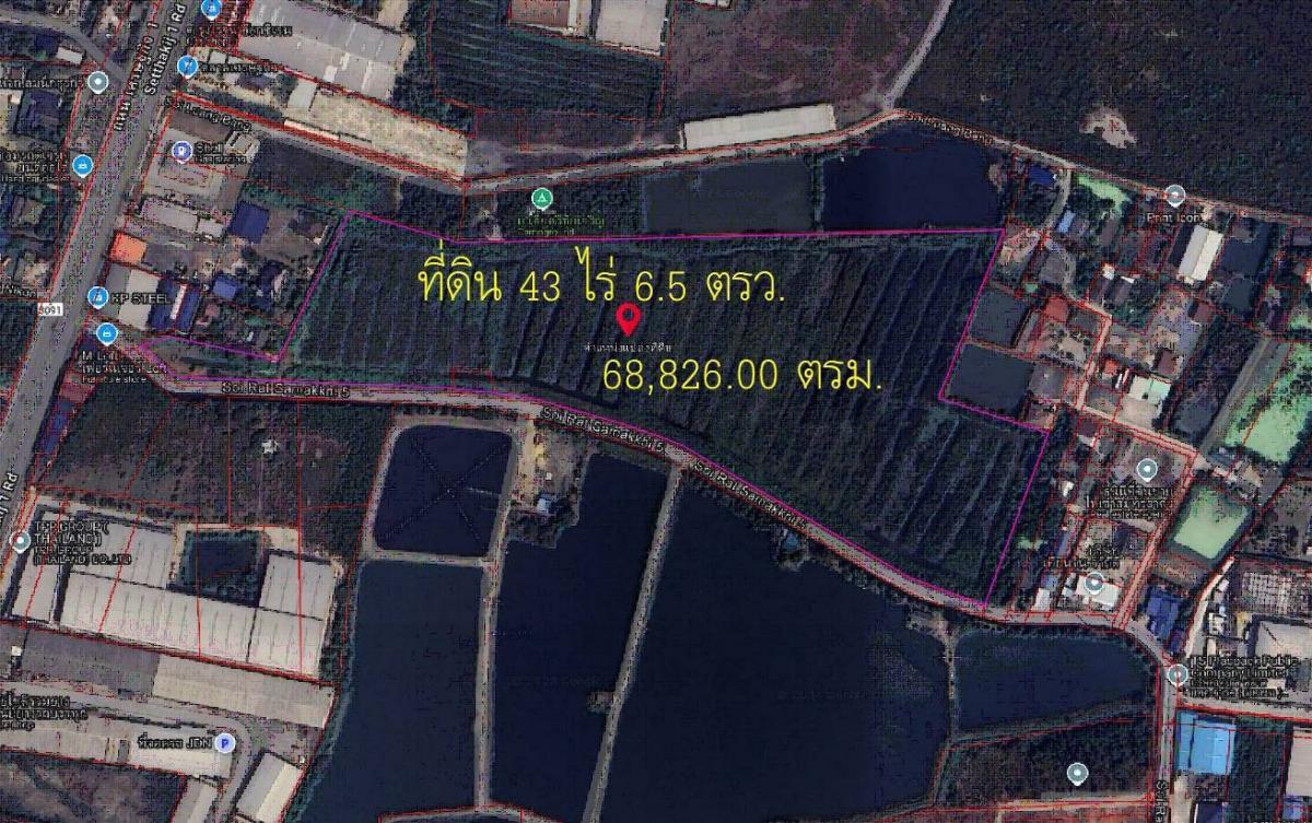 For SaleLandMahachai Samut Sakhon : For sale, 43 rai of land, selling price 6.5 million per rai, located in Nadi Subdistrict, Samut Sakhon Province, on the main road #Pink land plan, transfer tax, seller is responsible. Interested, call 0983846833@LINE https://line.me/ti/p/YCgjGOXObb Click 