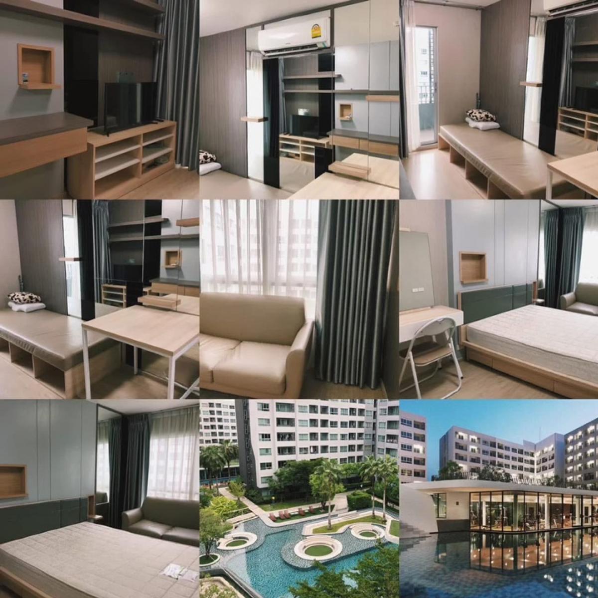 For RentCondoOnnut, Udomsuk : For rent Elio Del Ray Condominium, BTS Punnawithi, Building A, 1 bedroom, 34 sq m, fully furnished, 6th floor, swimming pool view, 14,000 baht