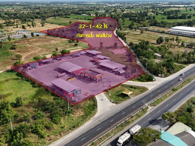 For SaleLandLop Buri : For sale: Gas station business, purple land plot, Saraburi - Lom Sak, 32+ rai, price lower than bank appraisal price