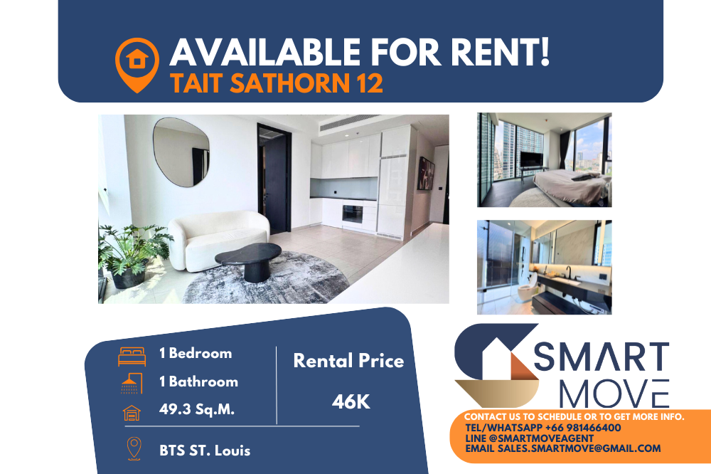 For RentCondoSathorn, Narathiwat : 🔥🔥FOR RENT !!  luxury !! 🔥🔥Code C20241200002..........Tait Sathorn 12, 1 bedroom, 1 bathroom, high floor 11+, furnished, ready to move in📢📢