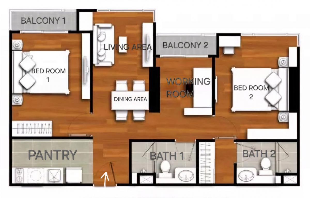 ให้เช่าคอนโดท่าพระ ตลาดพลู วุฒากาศ : 🎉ลดราคาพิเศษ 2 bed 63 ตรม. มีครบทุกอย่าง ห้องมุม (2 นอน 2 น้ำ 2 ระเบียง 1 ห้องนั่งเล่น 1ห้องทำงาน) 16,500 บาท