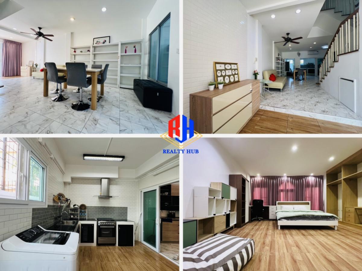 For RentTownhouseOnnut, Udomsuk : House for rent in the center of Lucerne, Soi On Nut 46, Sukhumvit 77, in front of the garden, near the clubhouse, swimming pool, 220 sq m.