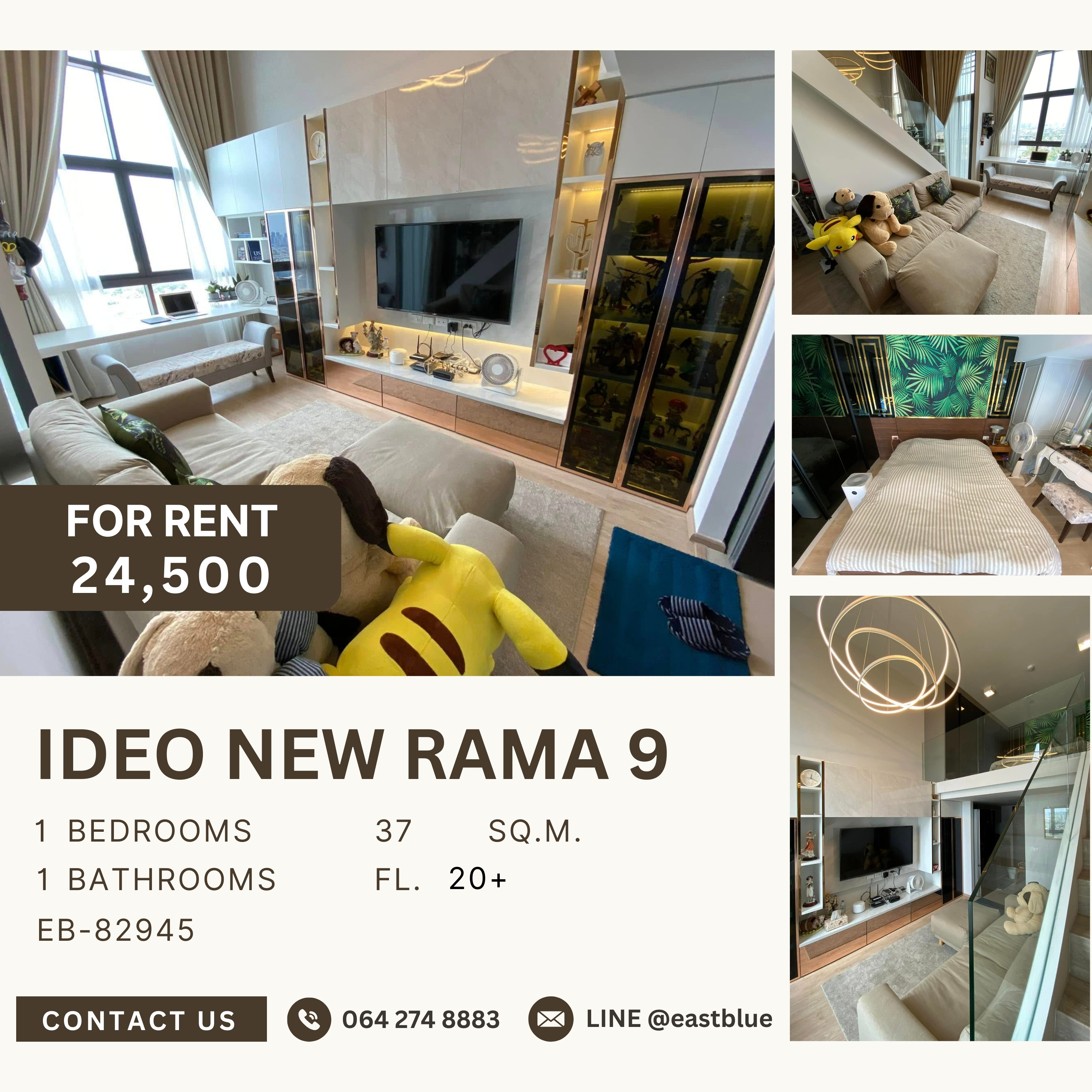 For RentCondoRama9, Petchburi, RCA : Ideo New Rama 9, 1 bed, 24500 per month