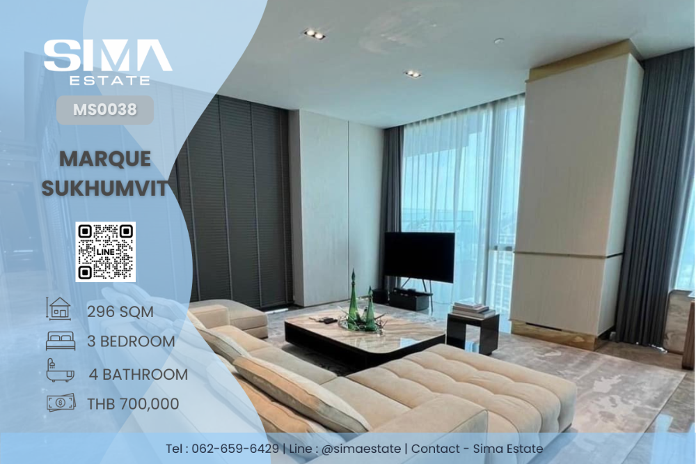 For RentCondoSukhumvit, Asoke, Thonglor : For rent ☁️Marque Sukhumvit☁️Very beautiful room, built-in throughout the room, ready to move in, high floor, 4 parking spaces☀️