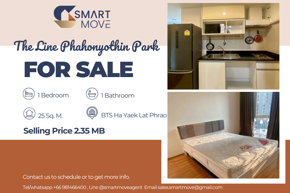 For SaleCondoLadprao, Central Ladprao : 🔥Sale with tenant !! 🔥Code C20241200008.......The Line Phahonyothin Park, Studio room, 1 bathroom, furnished, Special Deal!!📣📣