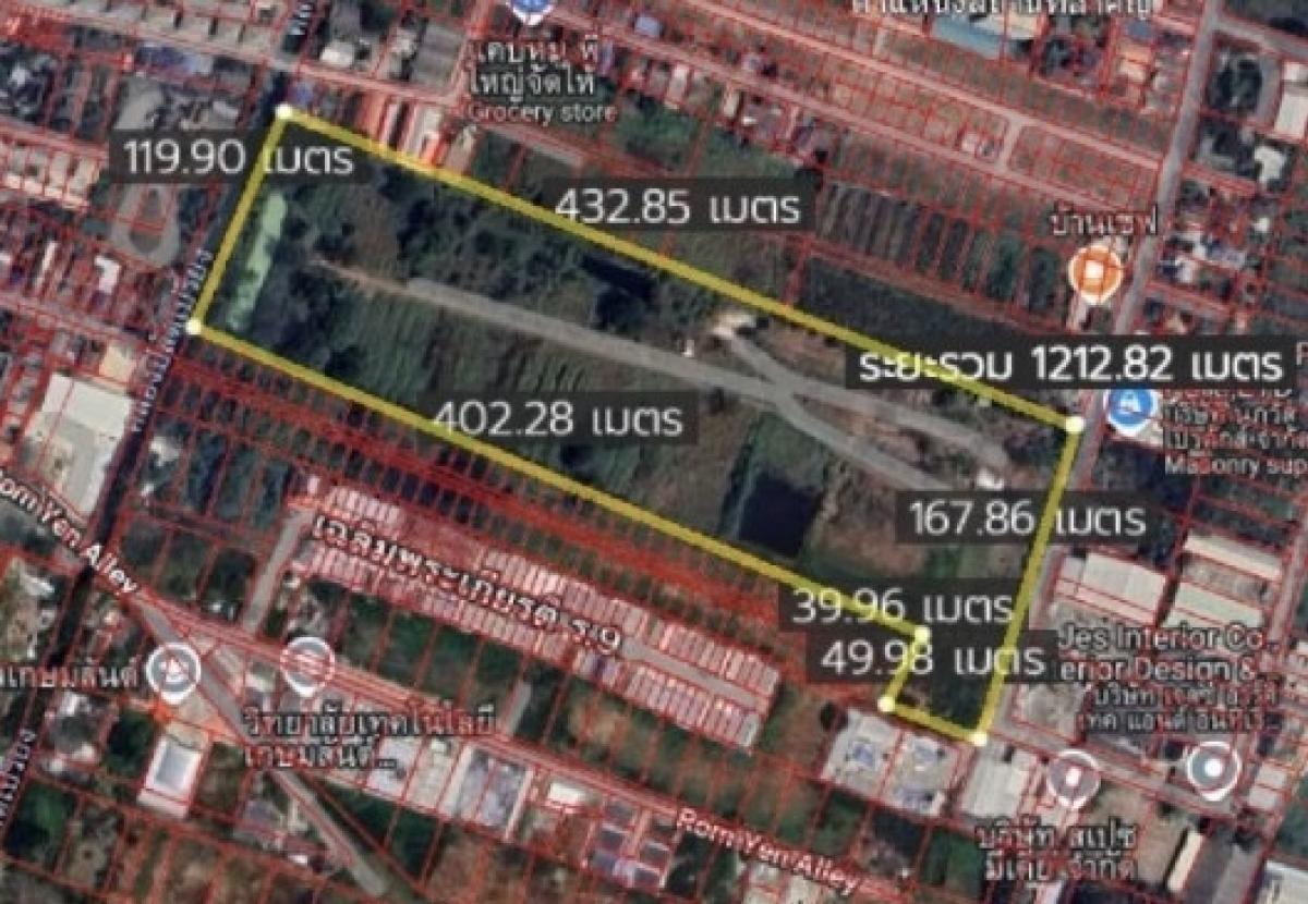 For SaleLandLadkrabang, Suwannaphum Airport : Land for sale, 35 rai, 3 ngan, 34.3 square wa, Soi Chaloem Prakiat Rama 9, Soi 43, Intersection 10, Dok Mai Subdistrict, Prawet District, Bangkok 10250