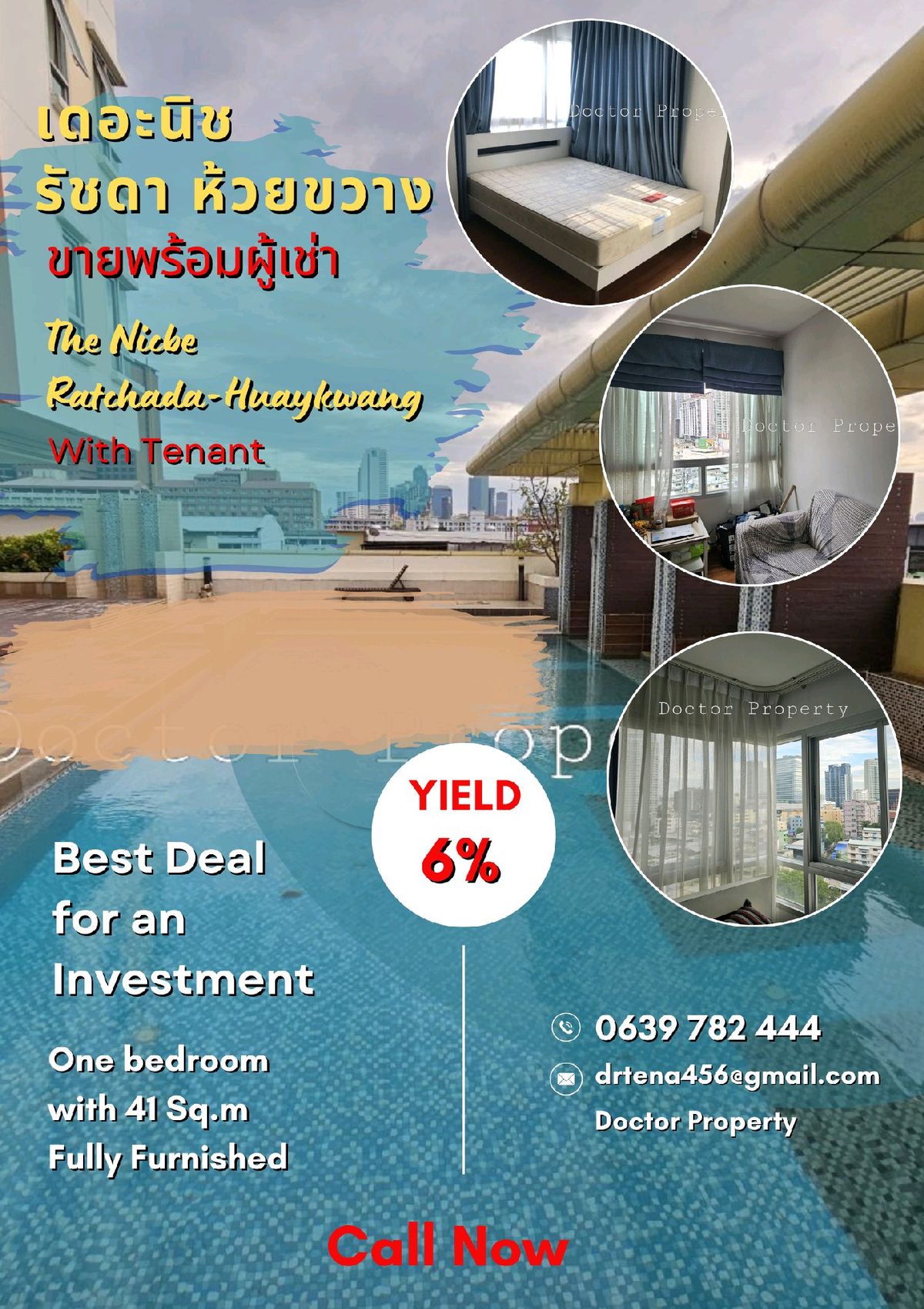 For SaleCondoRatchadapisek, Huaikwang, Suttisan : 🔥Best Deal!!🔥 The Niche Ratchada-Huaykwang for SALE with Tenant One Bedroom with 41 Sqm, Fully Furnished.