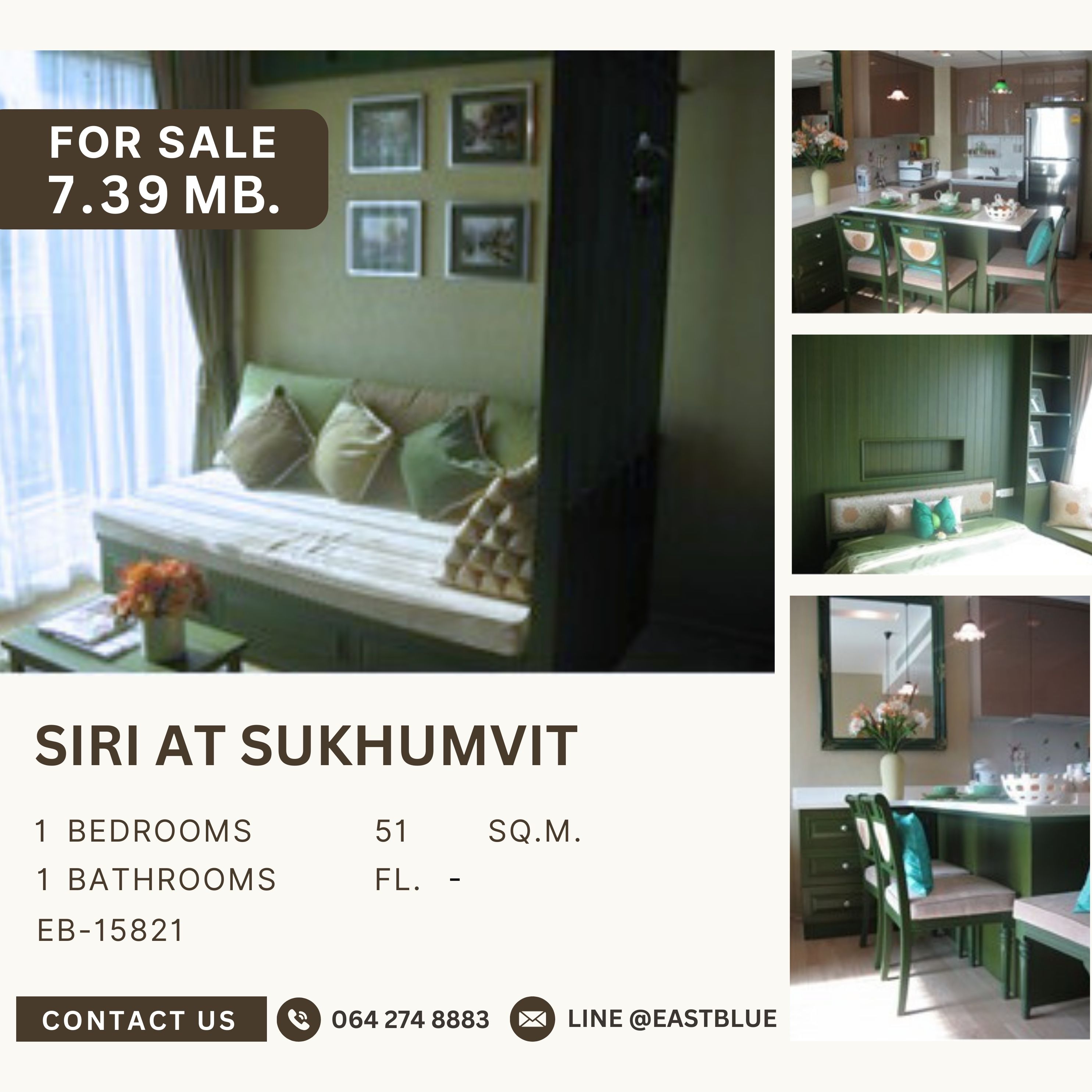 ขายคอนโดสุขุมวิท อโศก ทองหล่อ : Siri at Sukhumvit ห้องราคาดี ติด bts ทองหล่อจากแสนสิริ แปลนห้องสวย ทำเลดีมาก