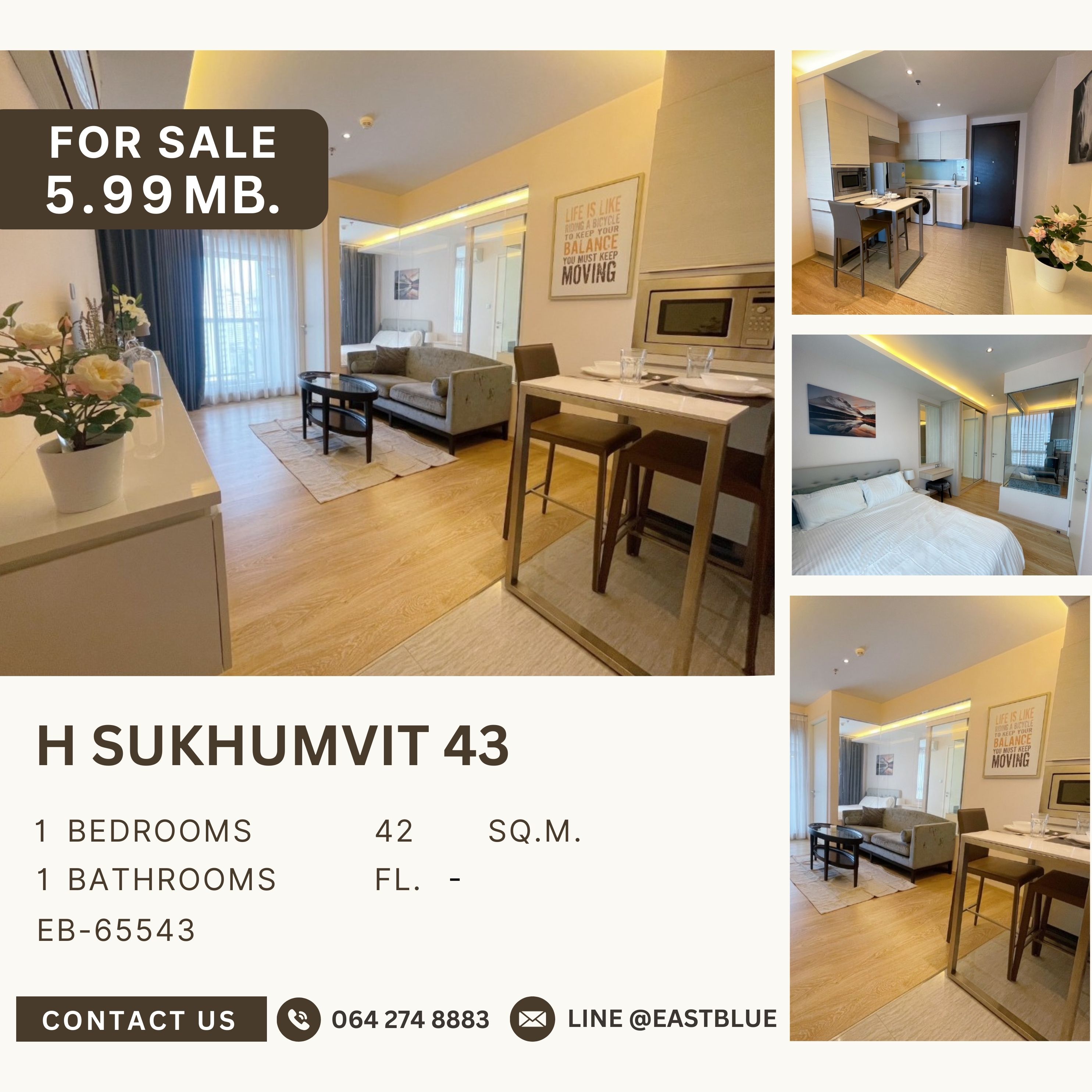 For SaleCondoSukhumvit, Asoke, Thonglor : H Sukhumvit 43 คอนโดคุณภาพดี ใกล้บีทีเอสพร้อมพงษ์ ส่วนกลางสวย ชั้นสูง วิวโล่ง สภาพดี ราคาดีมาก