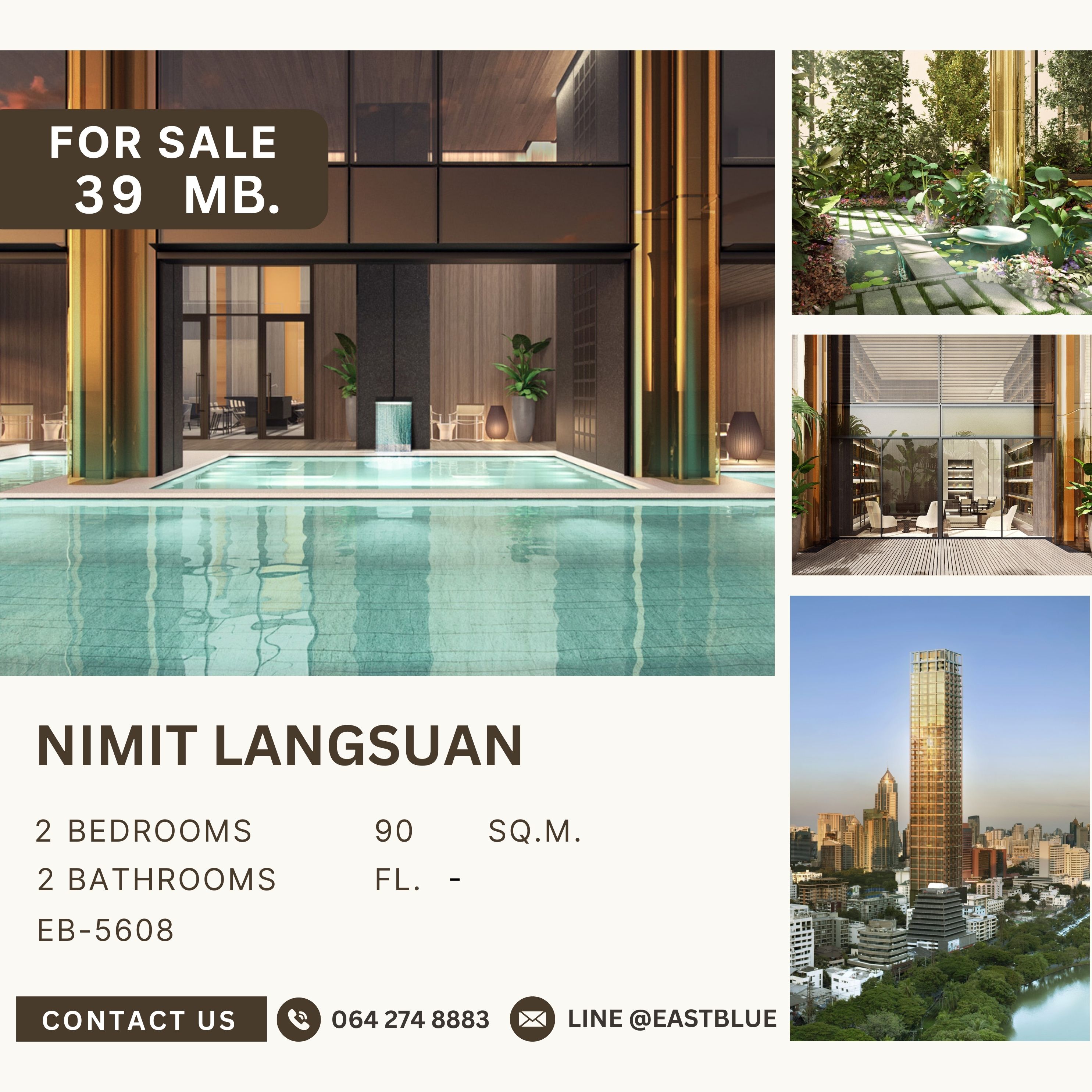 ขายคอนโดวิทยุ ชิดลม หลังสวน : Nimit Langsuan 2 ห้องนอน แต่งสวย ราคาดีที่สุด ทิศเหนือ 39 ล้านบาท