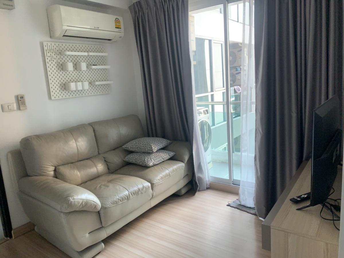 For RentCondoLadprao, Central Ladprao : ❣️Ratchada 19🌈Condo for rent next to MRT Ratchada, only 100 meters, 2 minutes walk, 32 sq m, has 2 balconies🥳  Washing machine, TV, refrigerator, micro, complete 😁