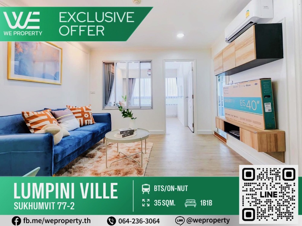 For SaleCondoOnnut, Udomsuk : River view, beautiful room, complete furniture⭐Lumpini Ville Sukhumvit 77 Phase 2 (Lumpini Ville Sukhumvit 77 Phase 2)