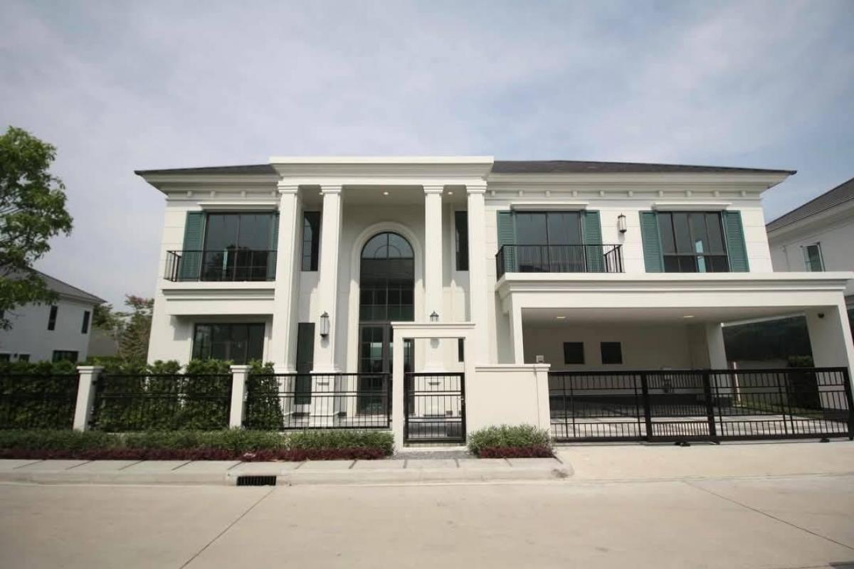 For RentHouseSamut Prakan,Samrong : Luxury single house for rent, Setthasiri Bangna, Km.10, land size 102 sq m., usable area 408 sq m., 5 bedrooms, 6 bathrooms, can choose, empty house, price 300,000 baht