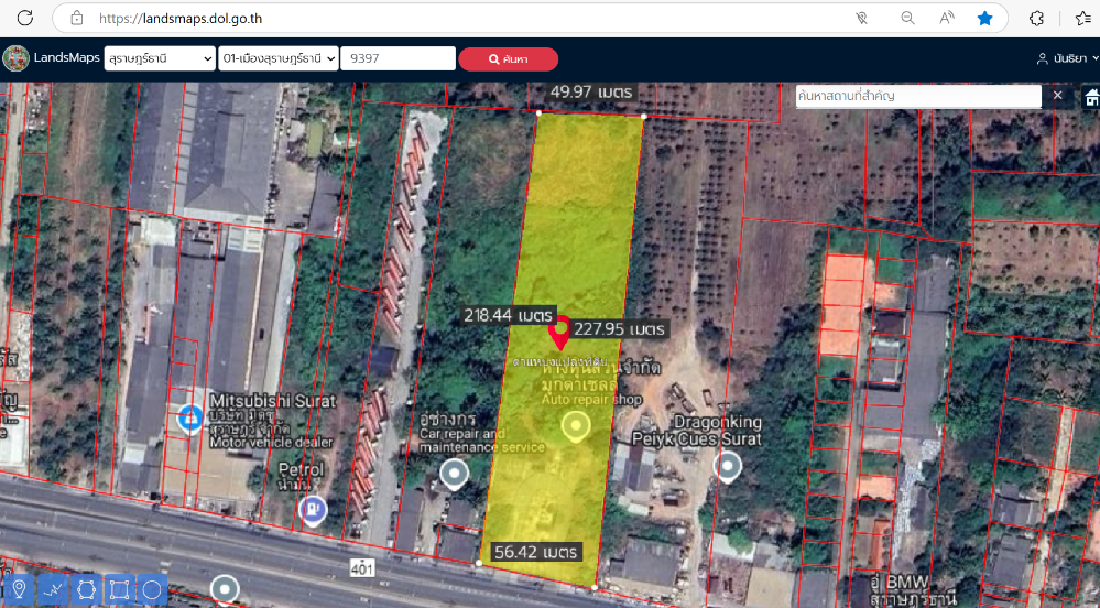 For SaleLandKoh Samui, Surat Thani : Land for sale in a prime location in the city center, at a major intersection, size 7-1-41.4 rai.