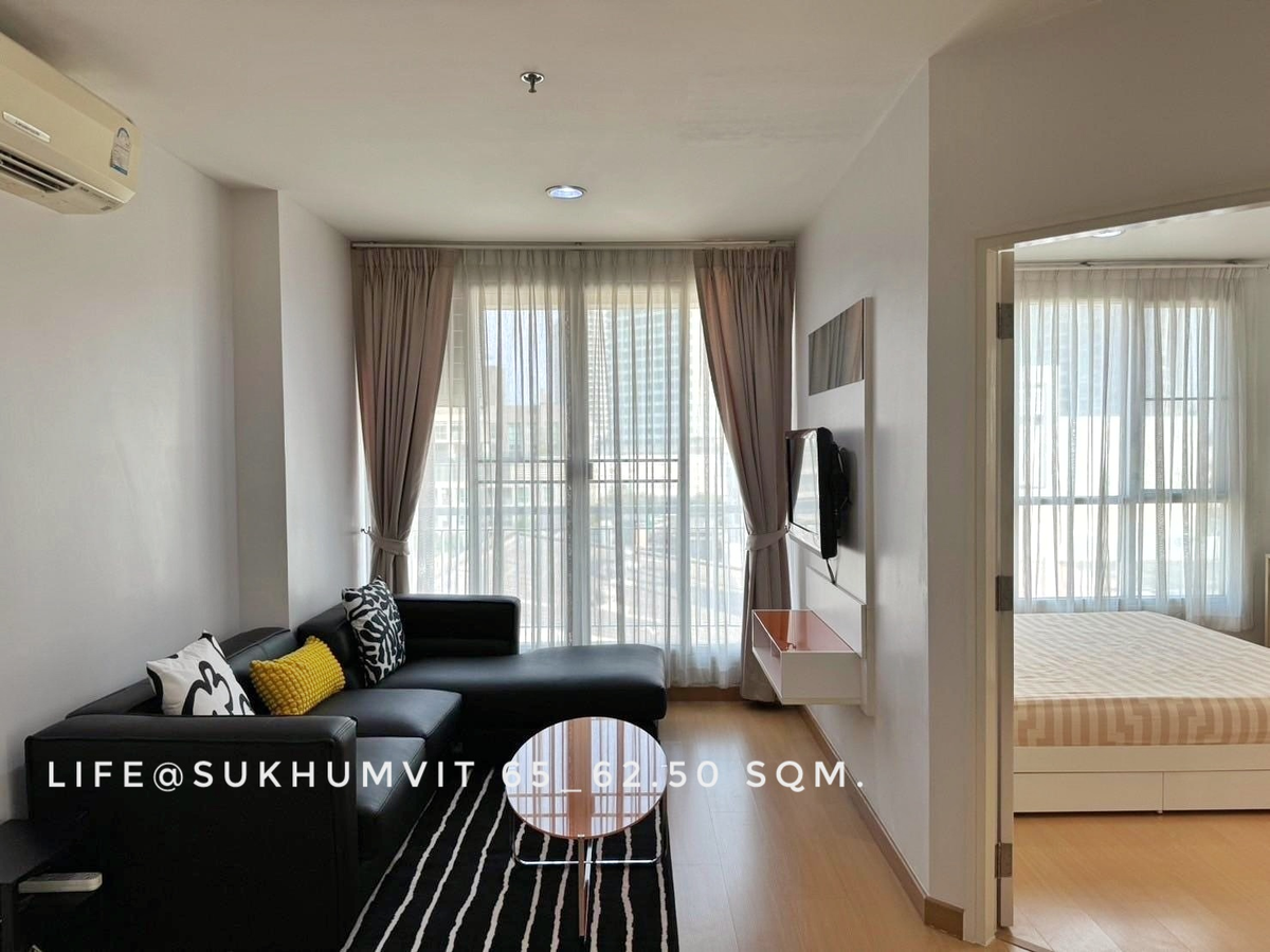 For RentCondoOnnut, Udomsuk : Condo for rent, ready to move in, 2 bedrooms, on Sukhumvit Road, near BTS Life@Sukhumvit (Life @ Sukhumvit), 62.5 sq m., easy to travel, convenient