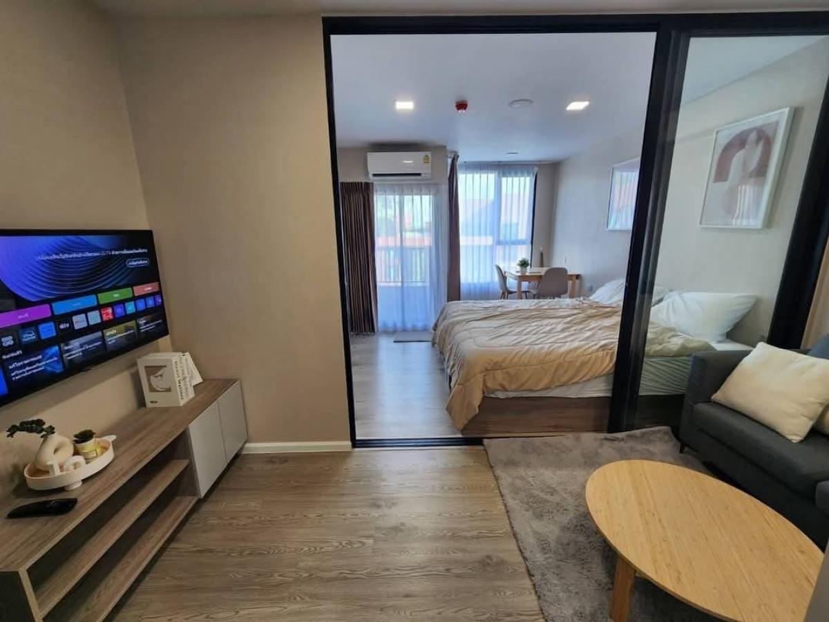 For RentCondoPathum Thani,Rangsit, Thammasat : ✅️ For rent: Kave Colony, room 28 sq m., Building D, 8th floor, corner room, north-facing balcony, pool view, minimal style decoration