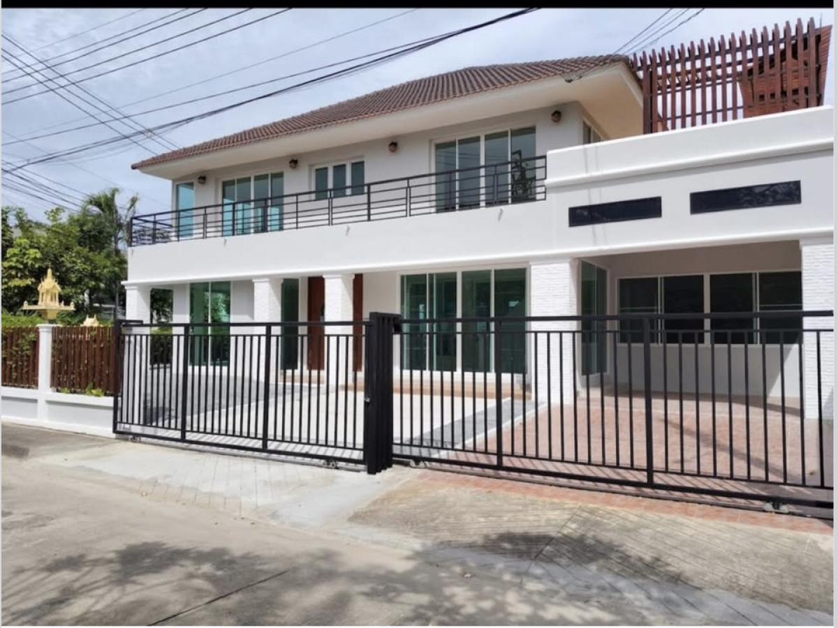 For RentHouseMin Buri, Romklao : 2-storey detached house for rent, Perfect Place Village, Ramkhamhaeng 164, corner house, area 100 square meters, 4 bedrooms, 5 bathrooms, newly decorated, ready to move in, no furniture