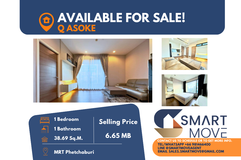 For SaleCondoRama9, Petchburi, RCA : ⚡️⚡️FOR SALE !! ⚡️⚡️Code C20241200023.......Q Asoke, 1 bedroom, 1 bathroom, East Facing, high floor 17+, furnished, Special Deal!!📢📢