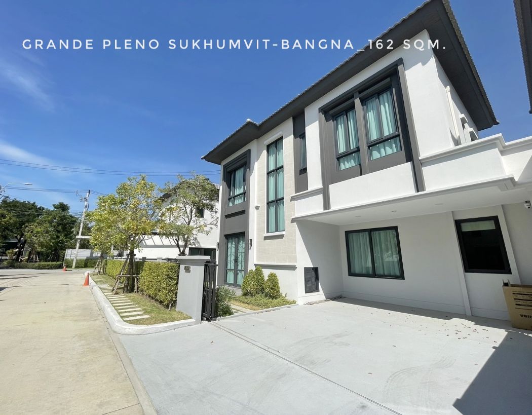 For RentHouseSamut Prakan,Samrong : For rent, single house, new house, 3 bedrooms, 4 bathrooms, near the park and clubhouse, Grand Pleno Sukhumvit Bangna, 162 sq m., 52 sq wa, near Mega Bangna