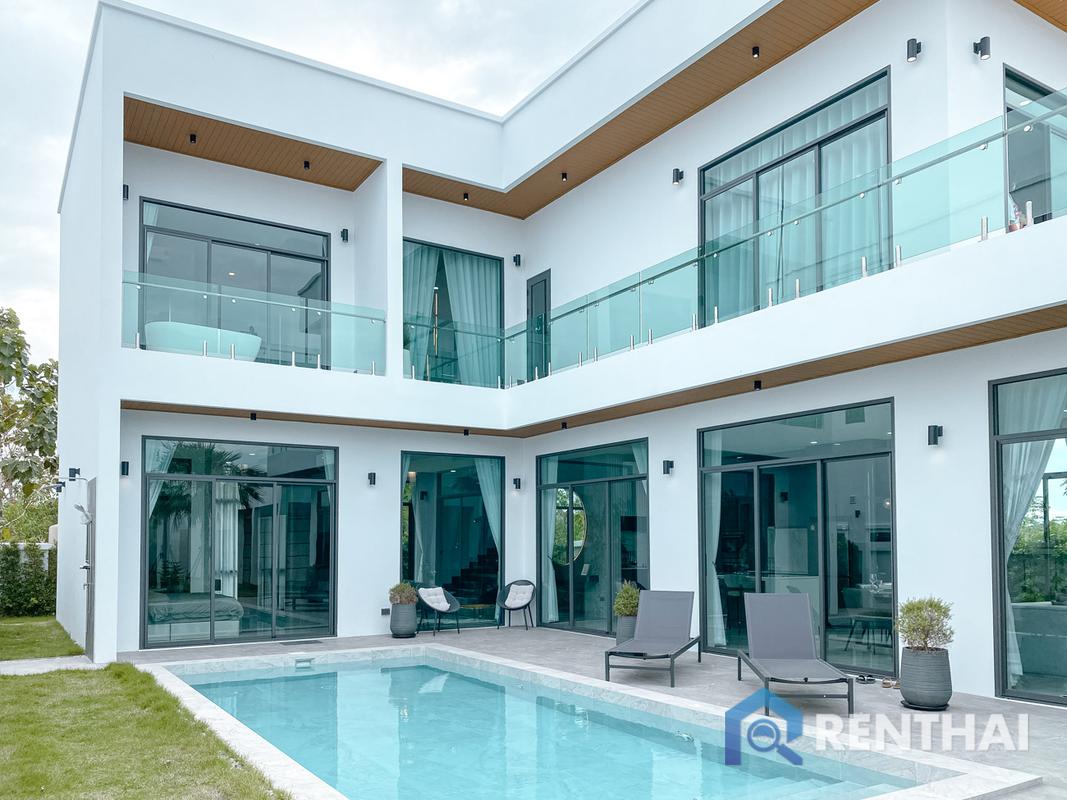 For SaleHousePattaya, Bangsaen, Chonburi : Luxury  4 bedroom Pool Villa in Huaiyai, Pattaya. Fully Furnished, Full facilities