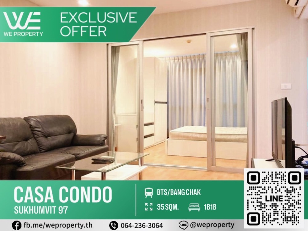 For SaleCondoOnnut, Udomsuk : North direction, large, beautiful room, complete furniture ⭐Casa Condo Sukhumvit 97 (Casa Condo Sukhumvit 97)