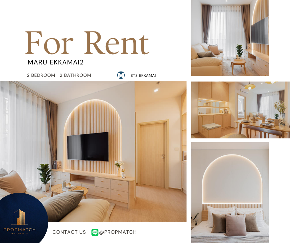 For RentCondoSukhumvit, Asoke, Thonglor : 🐶 Pet Friendly 🐶 Maru Ekkamai 2 (2 bedrooms, 60 sq m.) Price 67,000 baht Tel.0981315848 @propmatch