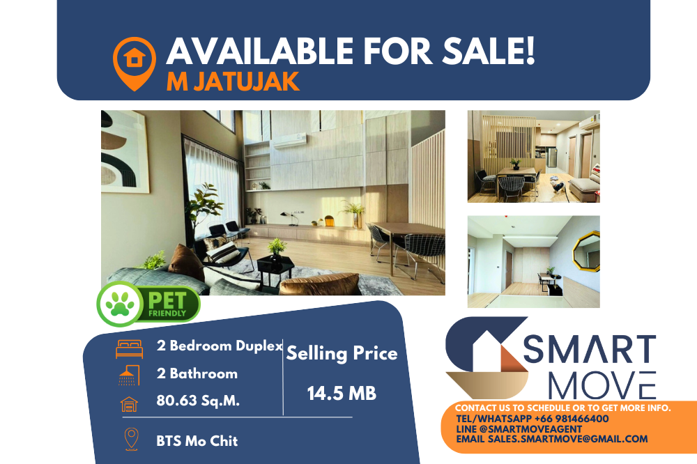 For SaleCondoSapankwai,Jatujak : 🔥FOR SALE !! Pet Friendly !!🔥 Code C20241200030.......M Jatujak, 2 bedrooms, 2 bathrooms Duplex, high floor 25+, furnished, luxurious, Special Deal!! 📣