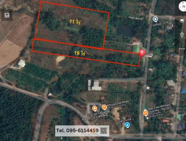 For SaleLandHuahin, Prachuap Khiri Khan, Pran Buri : Land for sale, Por Bor Thor 5, Soi Fa Prathan, Pa La-u, Hua Hin District, water, electricity ready, hilly land, end of year good weather with fog, community area, suitable for making a garden house or durian orchard, restaurant, there is a pond dug in the