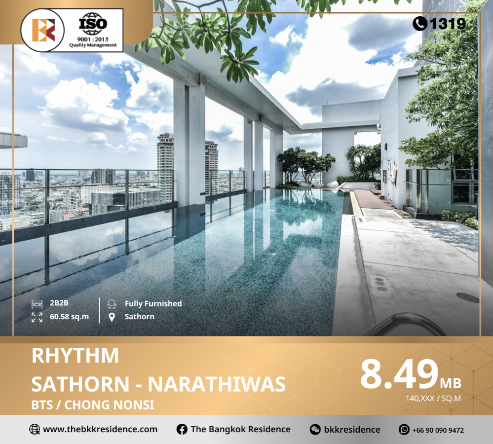 For SaleCondoSathorn, Narathiwat : Rhythm sathorn-narathiwas, business zone near bts chong nonsi