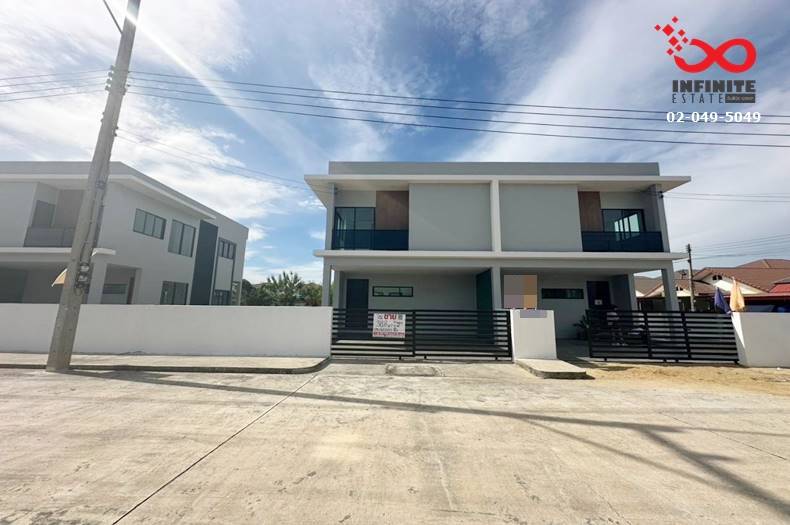 For SaleHousePathum Thani,Rangsit, Thammasat : For sale: 2-storey twin house, Pansiri Village, Lat Lum Kaeo, Pathum Thani-Bang Len Road, new corner house