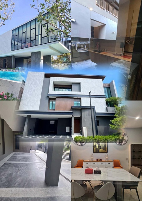 For RentHouseYothinpattana,CDC : Central East Ville Yothinpattana Niva Inter Sch. 300m. Beautiful house 3-storey pool villa fully fu