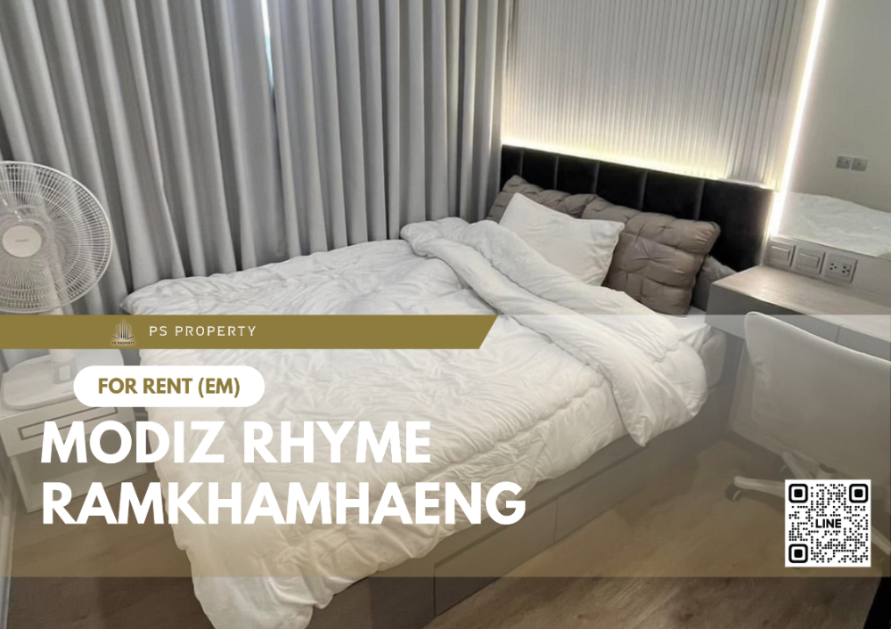 For RentCondoRamkhamhaeng, Hua Mak : For rent 📍 Modiz Rhyme Ramkhamhaeng 📍 Fully furnished and electrical appliances, near MRT Ramkhamhaeng.