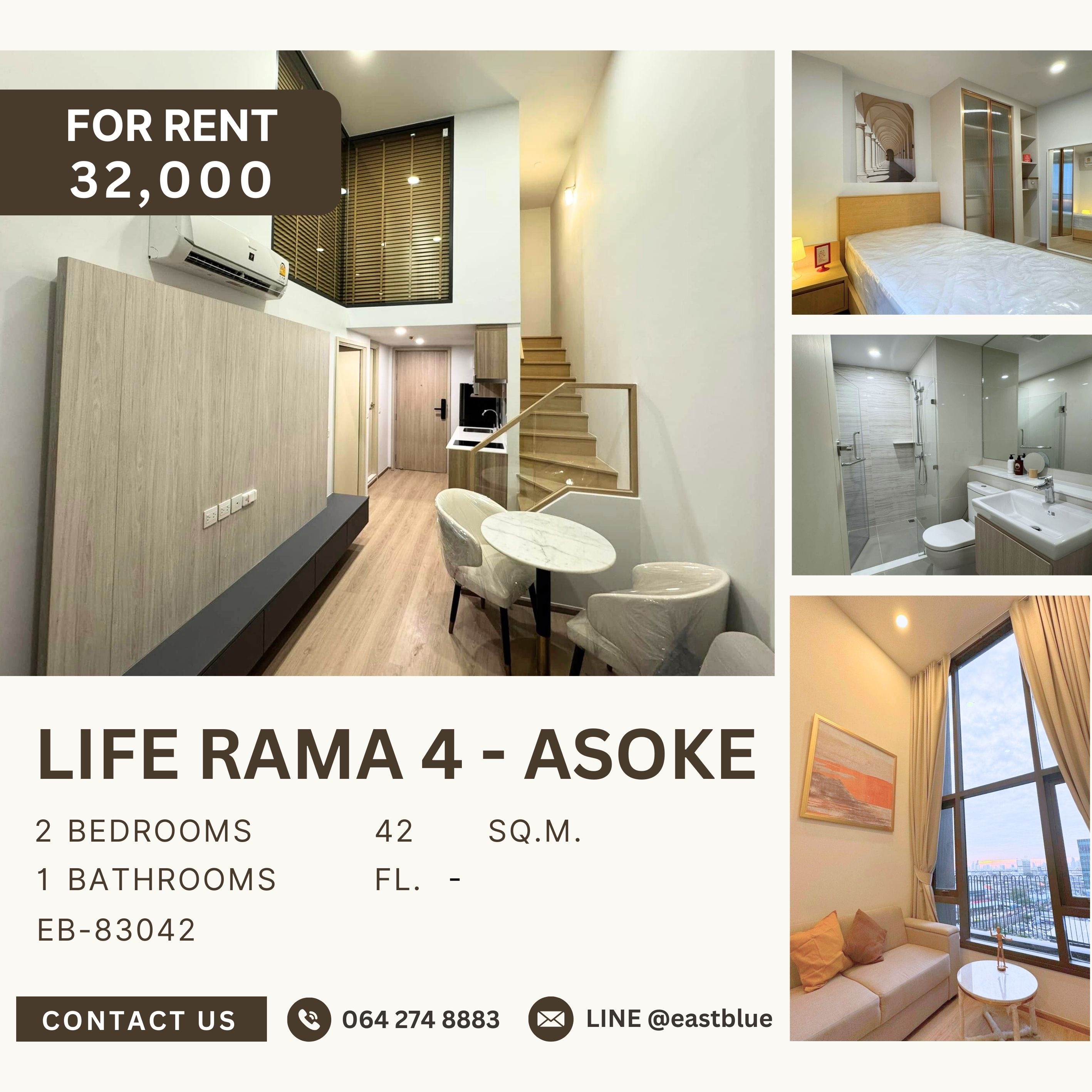 ให้เช่าคอนโดคลองเตย กล้วยน้ำไท : Life Rama 4 - Asoke, 2 bed, 32000 per month