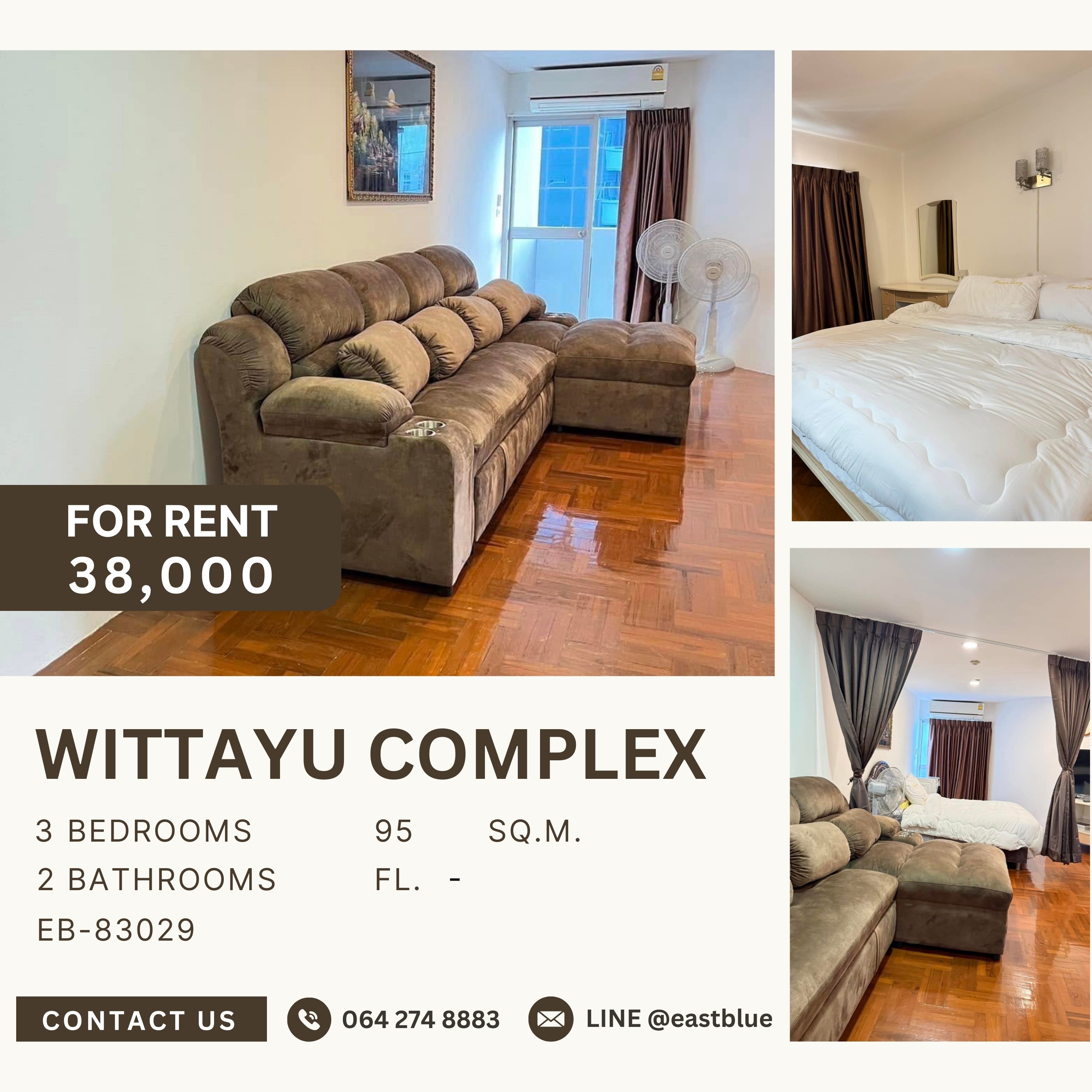 ให้เช่าคอนโดวิทยุ ชิดลม หลังสวน : Wittayu Complex, 3 bed, 38000 per month