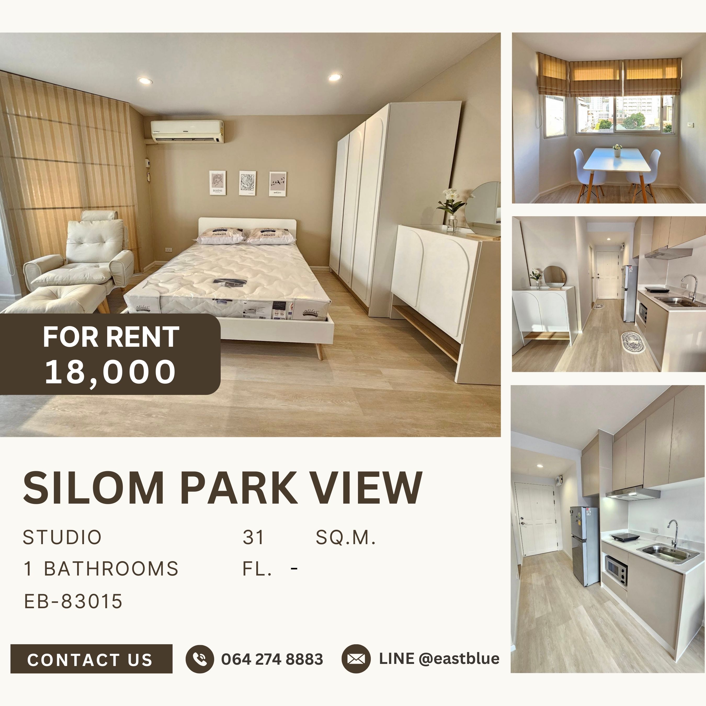 ให้เช่าคอนโดพัทยา บางแสน ชลบุรี สัตหีบ : Silom Park View, Studio bed, 18000 per month