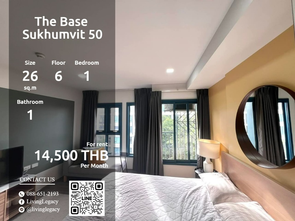 For RentCondoOnnut, Udomsuk : SP15BX Condo for rent The Base Sukhumvit 50 26 sq m. 6th floor line id : @livinglegacy