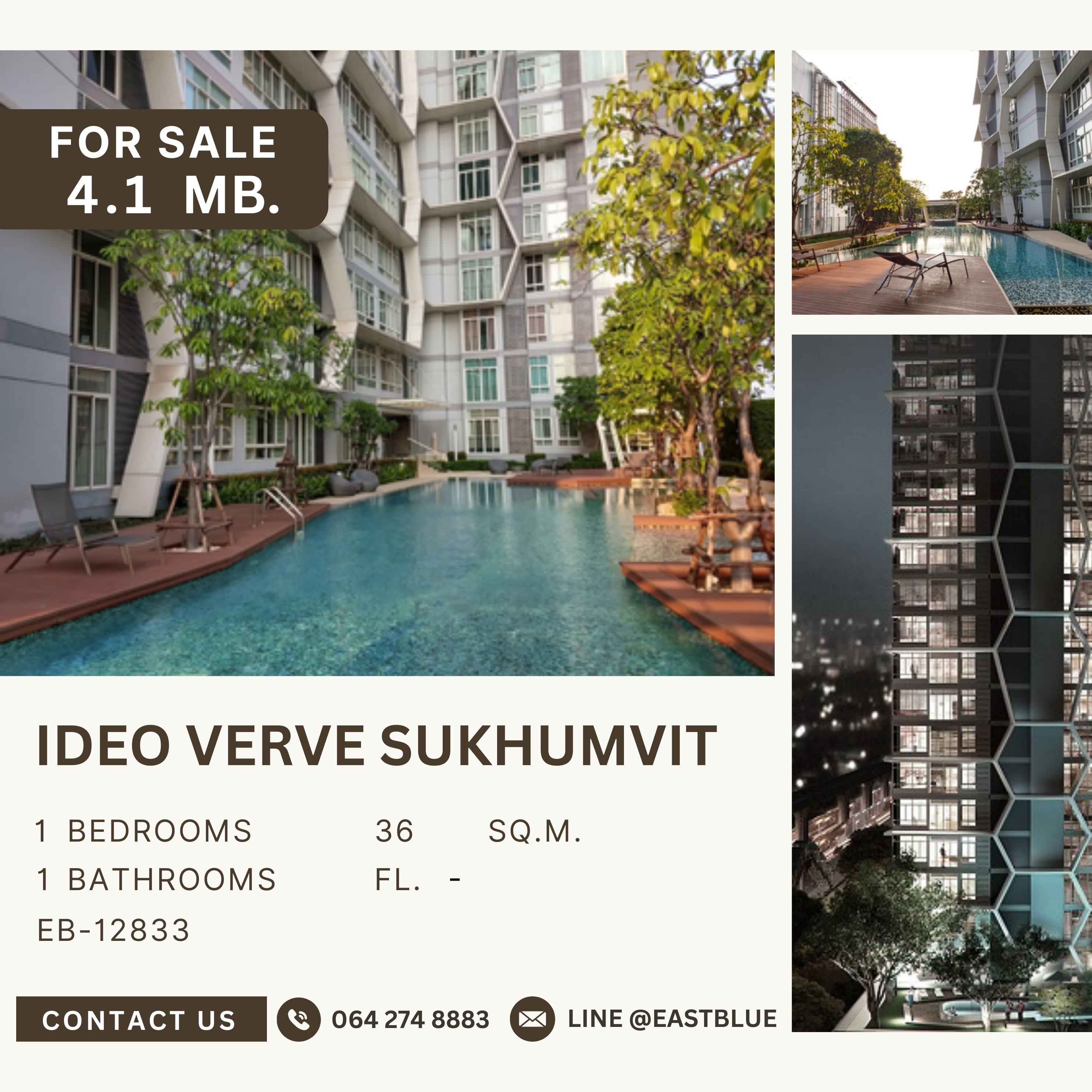 ขายคอนโดอ่อนนุช อุดมสุข : ขาย Ideo Verve Sukhumvit 1 ห้องนอน คอนโดติด BTS 0เมตร ราคาดีที่สุด ห้องแต่งครบ พร้อมอยู่