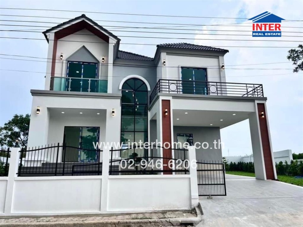 For SaleHouseSamut Prakan,Samrong : 2-storey detached house, 121.1 sq.w., Krisada City Village, Lake and Park, Soi Bang Pla 18, Theparak Road, Old Sukhumvit Road, Bang Phli, Samut Prakan